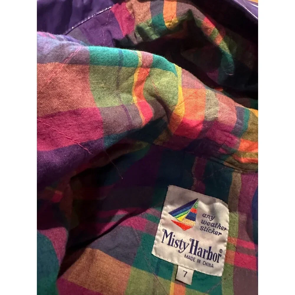 Vintage Misty Harbor ☔️ Kid's Any Weather Slicker Purple Raincoat Size‎ 7 (399)
